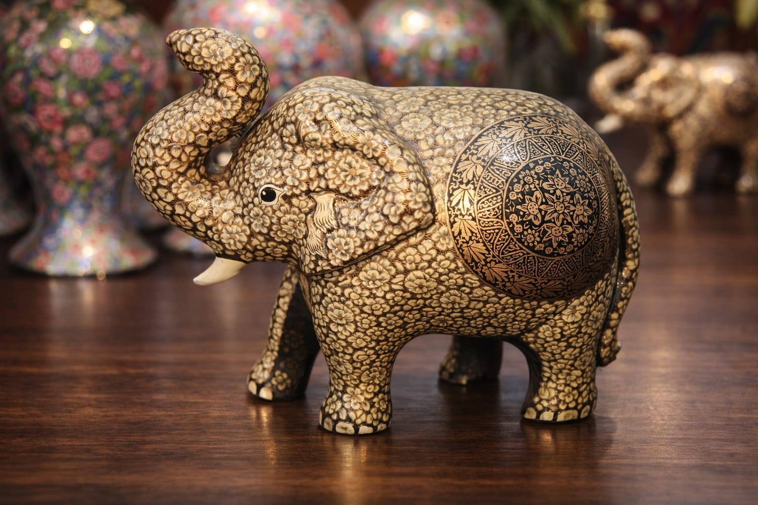 Wooden elephant statue from India,Hand painted elephant , Handmade Elephant figurine decor,Elephant sculpture,elephant figurine trunk up